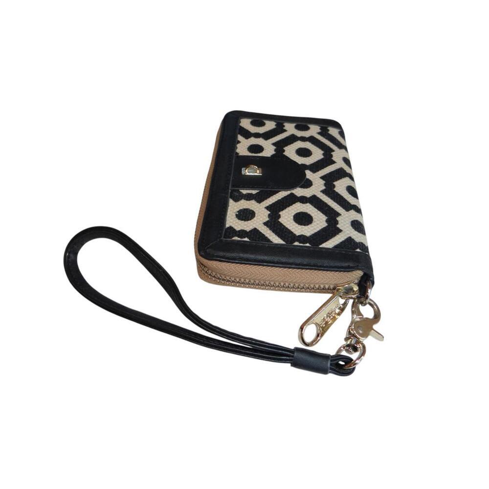Sparrow Design Wristlet Wallet‎ - Stylish Black and Cream Purse